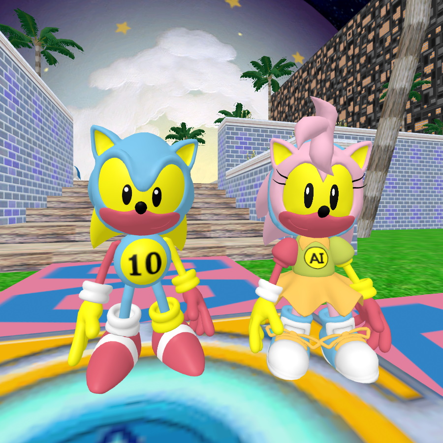 amy and sonic at the beach